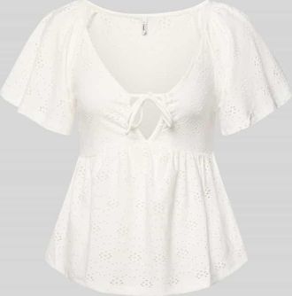 Only Slim Fit T-Shirt mit tiefem V-Ausschnitt Modell SMILLA in Offwhite, Gr&ouml;&szlig;e XL