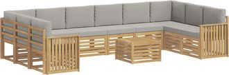 vidaXL Conjunto De Sof&aacute;s De Exterior 11 Uds. Blanco Y Gris Claro Vidaxl