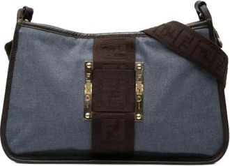 Fendi Pre-owned Crossbody Bag - Dames - Vintage Schoudertas - Blauw - ONE Size - Leer - Vintage