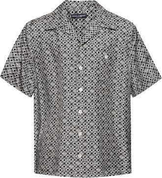 Dolce & Gabbana Zijden overhemd met geometrisch patroon - Heren - Korte mouwen Overhemden - Veelkleurig - L - Overhemden