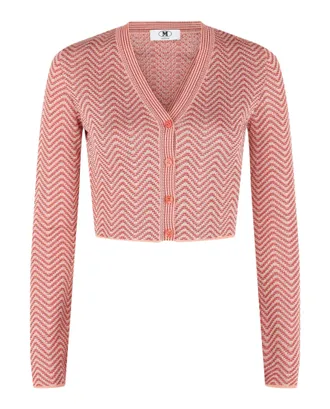 M Missoni Cropped Chevron Patterned Cardigan