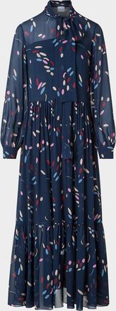 Akris Tiered Dot-Print Viscose Georgette Midi Dress