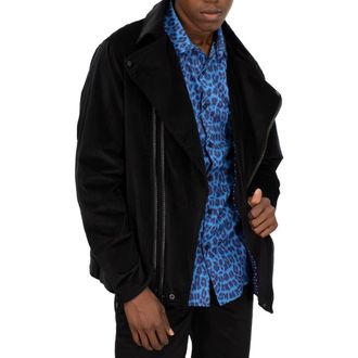 Lords of Harlech Norman Button-Up Shirt in Norman Leopard Sapphire at Nordstrom, Size X-Small L