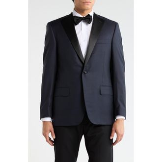 Samuelsohn Navy Jacquard Wool & Silk Blend Sport Coat at Nordstrom Rack, Size 46 Regular
