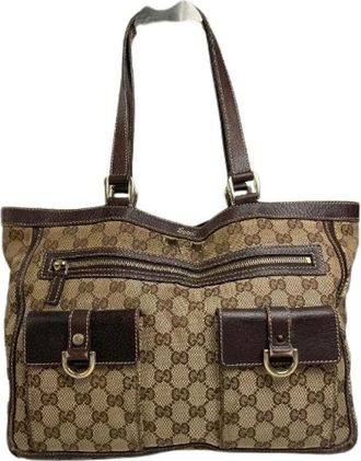 Gucci Pre-owned Leren Tote Bag - Dames - Vintage Shopper - Bruin - ONE Size - Leer - Vintage