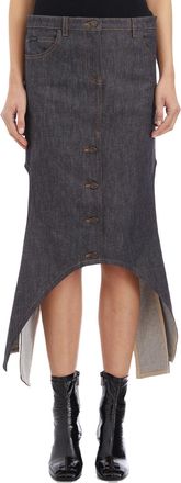 Courr&egrave;ges Womens Denim Reversed Skirt - Dark Grey Cotton - Size 27 (Waist)