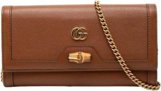Gucci Pre-owned Wallet on Chain - Dames - Vintage Schoudertas - Bruin - ONE Size - Leer - Vintage