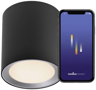 Nordlux Landon Smart L&aacute;mpara De Techo Negra Led Ip44