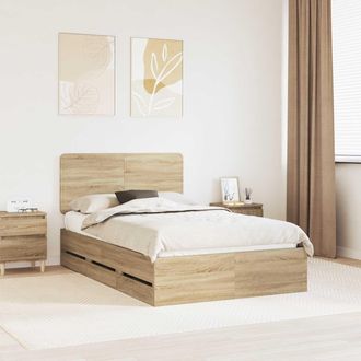 vidaXL Estructura De Cama Roble Sonoma 120 X 190 Cm Madera Ingenieril Vidaxl