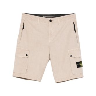 Stone Island Casual Shorts, male, Beige, Size: W33 Compass-badge Cargo Shorts