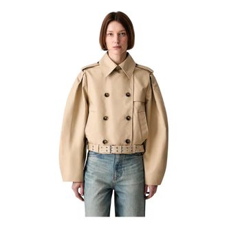 Ganni Gabardina Corta - Jackets - Mujer - Beige - S
