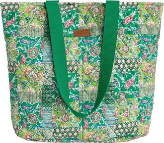 Maison d'Hermine Shopping Bags Cotton Quilted Tote Bag with Zipper Pockets Small Pouch Reusable Grocery Bag Work Travel, 63 - Victoria, 17.7 L x 6.7 W x 14.6 H (Shoppi