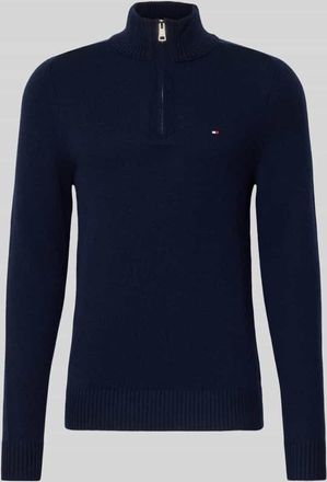 Tommy Hilfiger Regular Fit Troyer aus reiner Wolle in Marine, Größe XXXL
