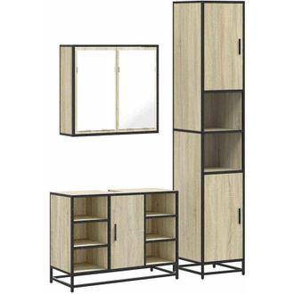 vidaXL Vidaxl - Set De Muebles De Ba&ntilde;o 3 Pzas Madera Contrachapada Roble Sonoma