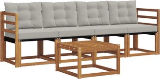 vidaXL Conjunto De Sof&aacute;s De Exterior 5 Uds. Gris Natural Y Claro Vidaxl