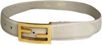 Fendi Pre-owned F logo gesp leren riem - Dames - Vintage Accessoires - Beige - ONE Size - Leer - Vintage