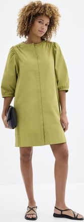 Contemporaine Womens Puff-sleeve loose poplin dress