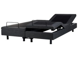 Beliani Cama matrimonial de tejido gris 180x200
