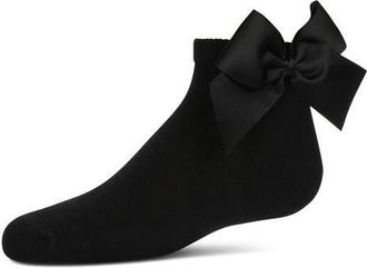 MeMoi Bow-on-Back Anklet Sock in Black at Nordstrom, Size 6-12M