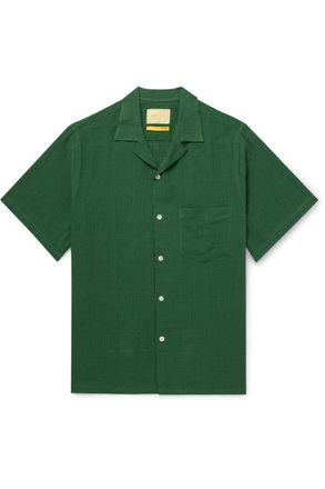 Portuguese Flannel Grain Convertible-Collar Cotton-Gauze Shirt