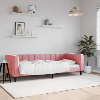 vidaXL Sof&aacute; Cama Sin Colch&oacute;n Terciopelo Rosa 80x200 Cm Vidaxl