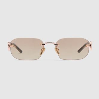 Gucci Rectangular-frame Sunglasses, Gold