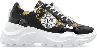 Versace Jeans Couture Sneakers met Barocco Print - Dames - Sneakers - Zwart - 40 EU - Leer - Schoenen