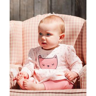 Deux par Deux Organic Cotton Dress and Leggings Set in Pink Mini Floral at Nordstrom, Size 3M