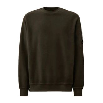 C.P. Company Sweatshirts, male, Green, Size: XL Green Round Neck Sweatshirt Hoodie