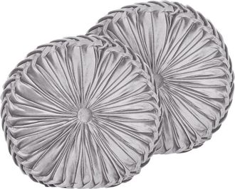 Beliani Set of 2 Decorative Cushions UDALA Velvet 40 x 40 cm Grey Solid