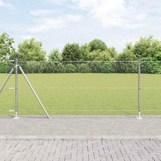 vidaXL Reja Con Postes Plateado 1 X 50 M Acero Recubierto De Pvc Vidaxl