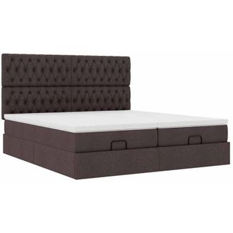 vidaXL Estructura Cama Otomana Colchones Tela Marr&oacute;n Oscuro 160x200 Cm Vidaxl