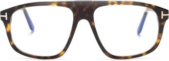 Tom Ford Eyewear FT5901B tortoiseshell pilot-frame glasses - unisex - Acetate - 55 - Brown