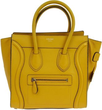 Celine Luggage Smooth Leather Yellow Leather Handbag (Pre-Owned)