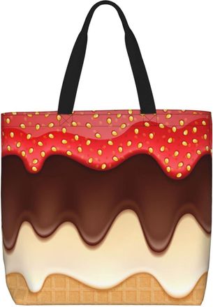 Generic Women Handbag Ice Cream Handbag Large Capacity Folding Beach Travel Bags, For Holiday, Swim, Graduation, Work, Gym