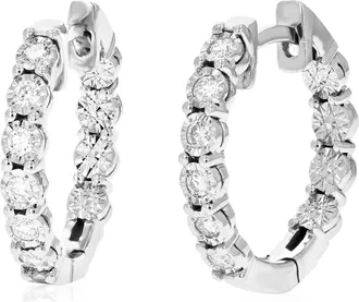 Vir Jewels 1/4 cttw Lab Grown Diamond Hoops Earrings in Sterling Silver With Notched Post For Women