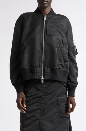 sacai Nylon Twill Bomber Jacket in Black at Nordstrom, Size 2