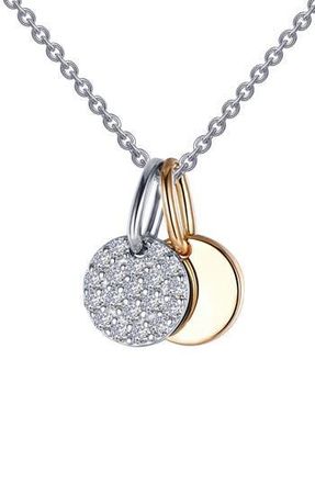 Lafonn Simulated Diamond Double Disc Pendant Necklace in Silver at Nordstrom Rack