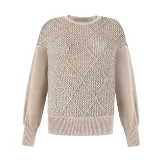 D.exterior Round-neck Knitwear, female, Beige, Size: S 61634 Round-neck Knitwear