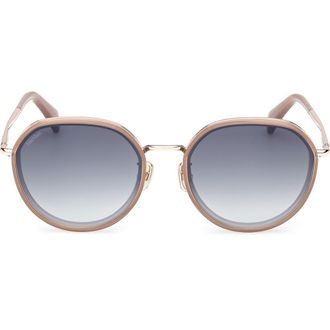Max Mara 57mm Round Sunglasses in Shiny Beige /Gradient Smoke at Nordstrom Rack