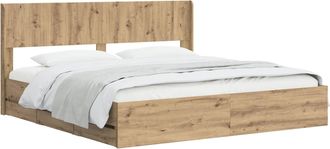 vidaXL Estructura De Cama Con Almacenamiento Y Cabecero Artisan Oak Vidaxl
