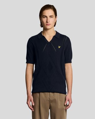 Lyle & Scott Open Kraag Argyle Gebreide Poloshirt