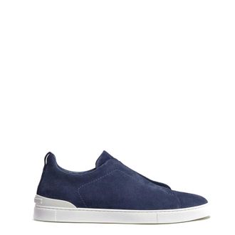 Ermenegildo Zegna Blue Suede Low Top Trainers