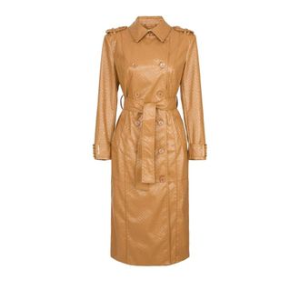 Elisabetta Franchi Trenchcoat met schubbenstructuur - Dames - Mantels - Bruin - Maat: S Leer