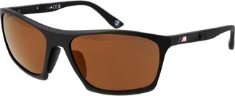 BMW Mens Rectangle Sunglasses Uv Protection - Black - One Size