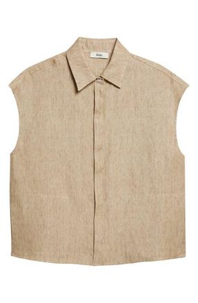 Herno New Linen Water Repellent Boxy Vest in 2000 Sand at Nordstrom, Size 10 Us