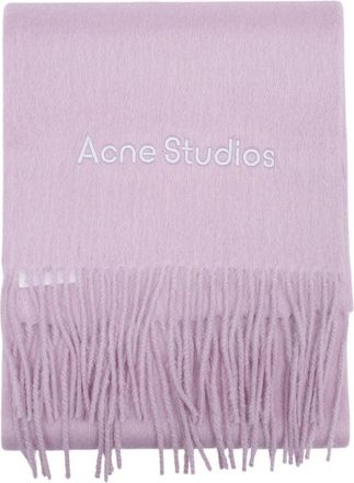 Acne Studios Unisex Logo-Embroidered Wool Scarf Pink