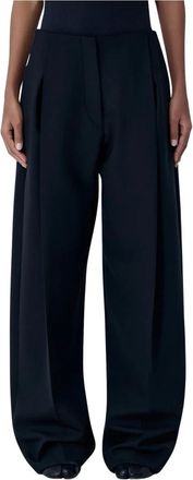 Sportmax Wollen Tailored Broek - Dames - Wijde Broeken - Zwart - M - Wol - Broeken