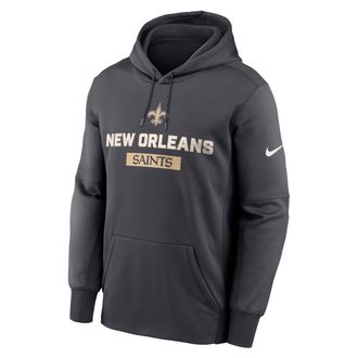 Nike Mens New Orleans Saints Toss Sweep Mens Nike Therma NFL Pullover Hoodie in Grey | NKAQ06F7W-WQA