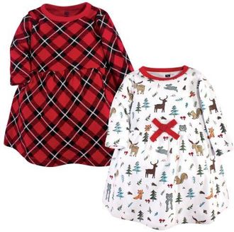Hudson Baby Twin Pack Long-Sleeve Dress Bundle in Woodland Friends at Nordstrom, Size 18-24M